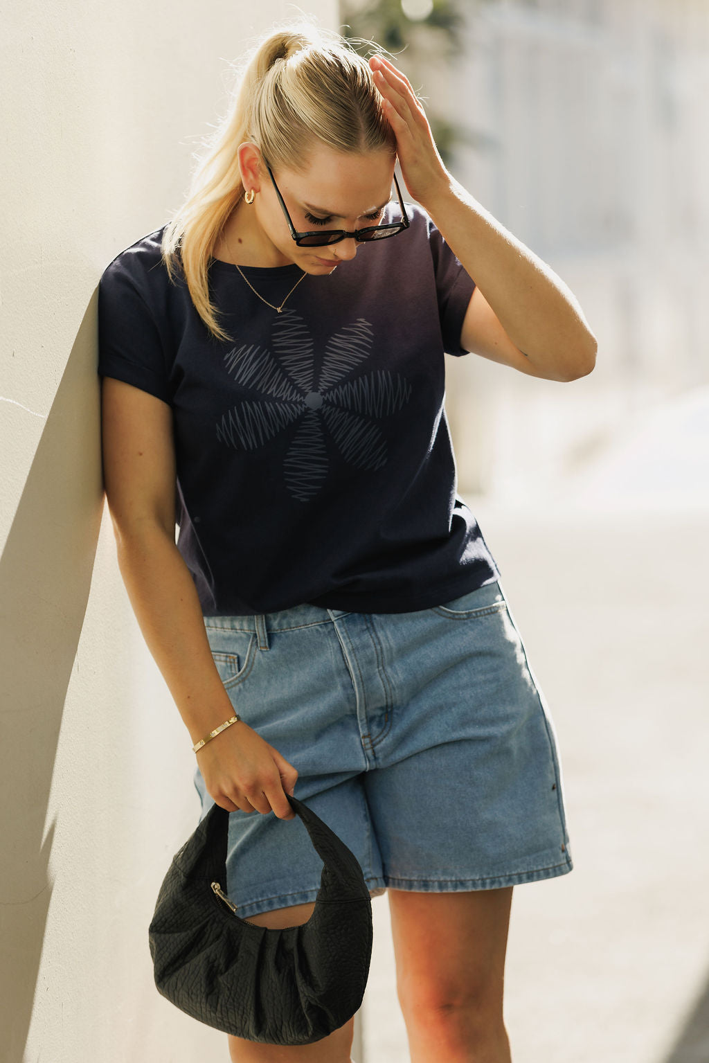 Coming Soon - Jackie Tee - Navy Daisy Print