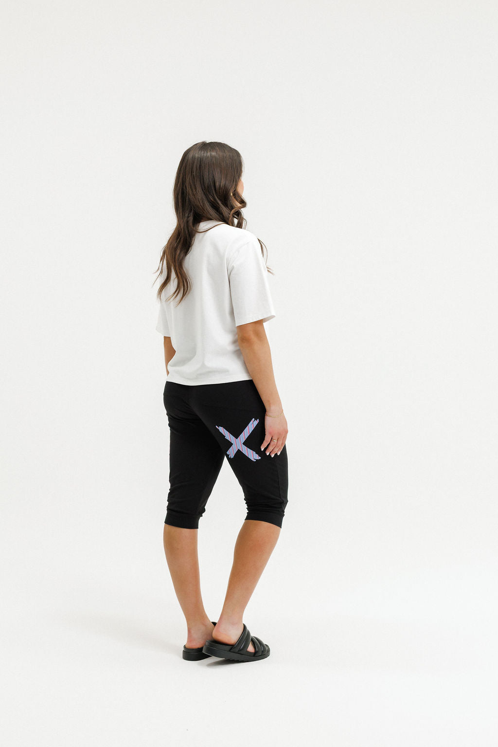 COMING SOON - 3/4 Apartment Pants - Black with Blue Haven Stripe X