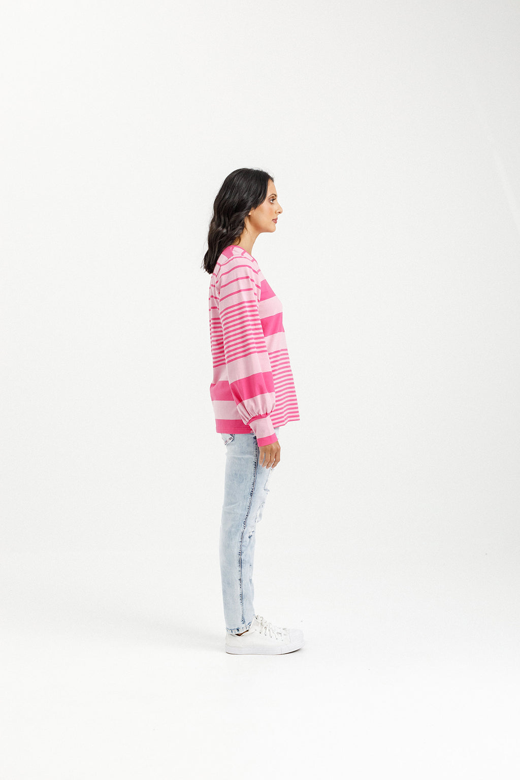 Laylah Top - Irregular Pink Stripe