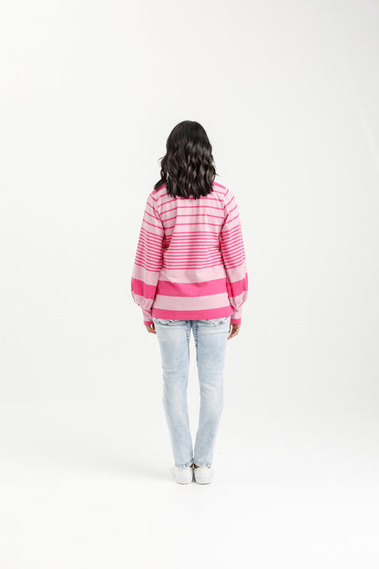 Laylah Top - Irregular Pink Stripe