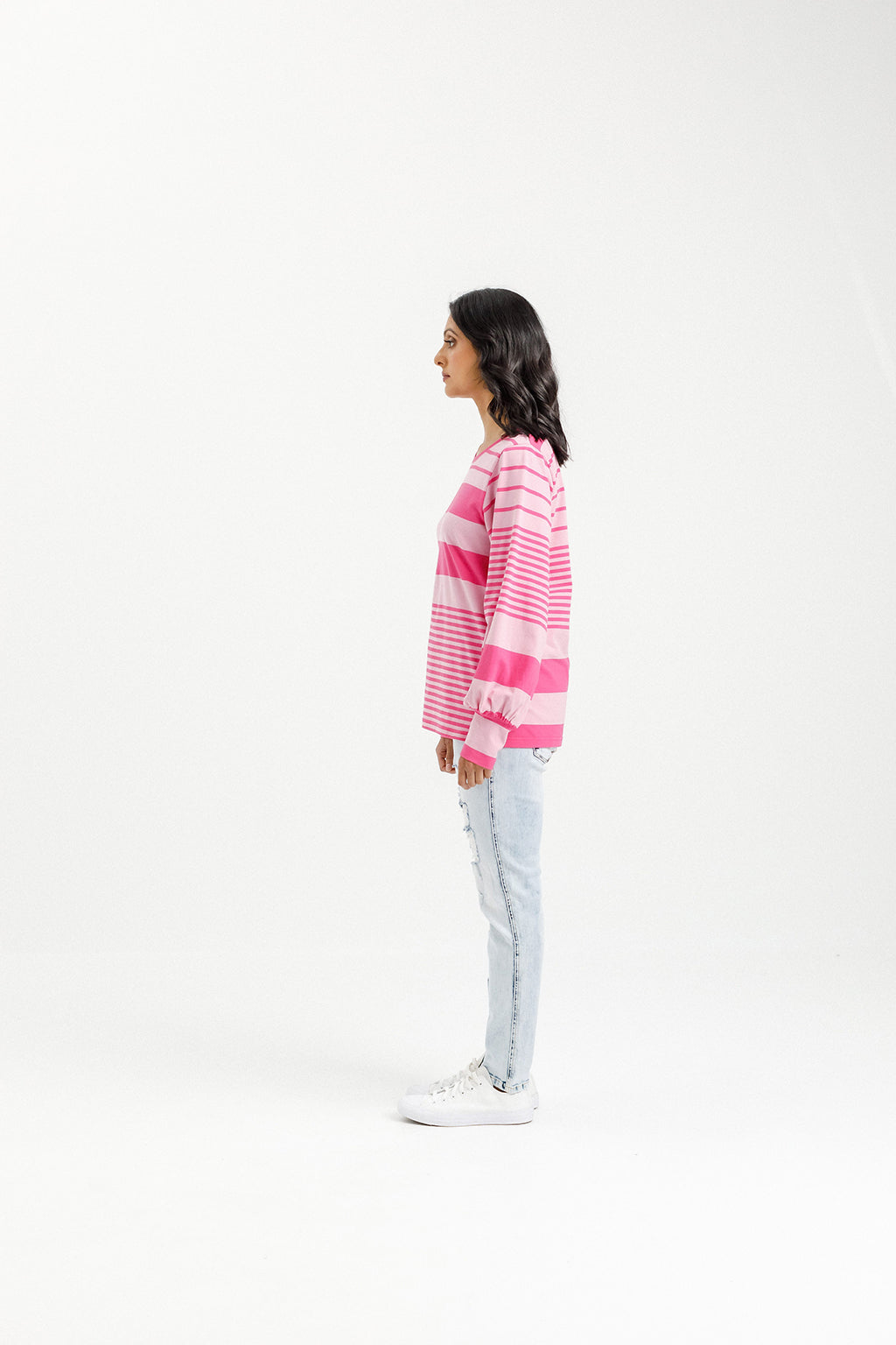 Laylah Top - Irregular Pink Stripe