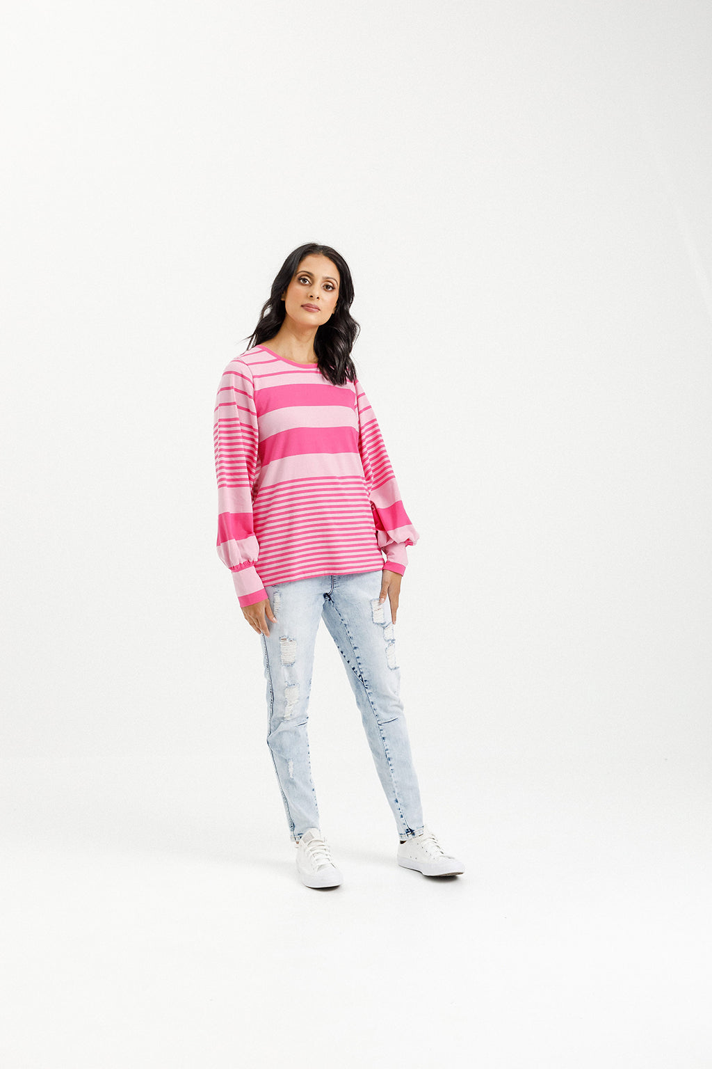 Laylah Top - Irregular Pink Stripe