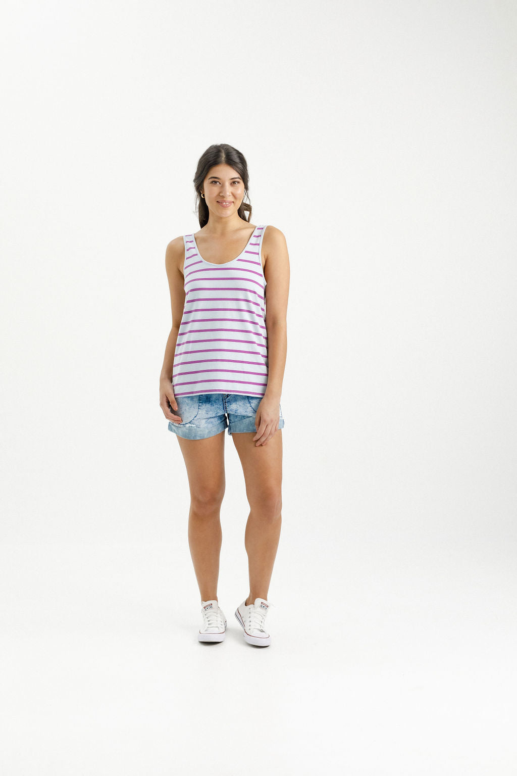 Heather Singlet - Orchid Stripe