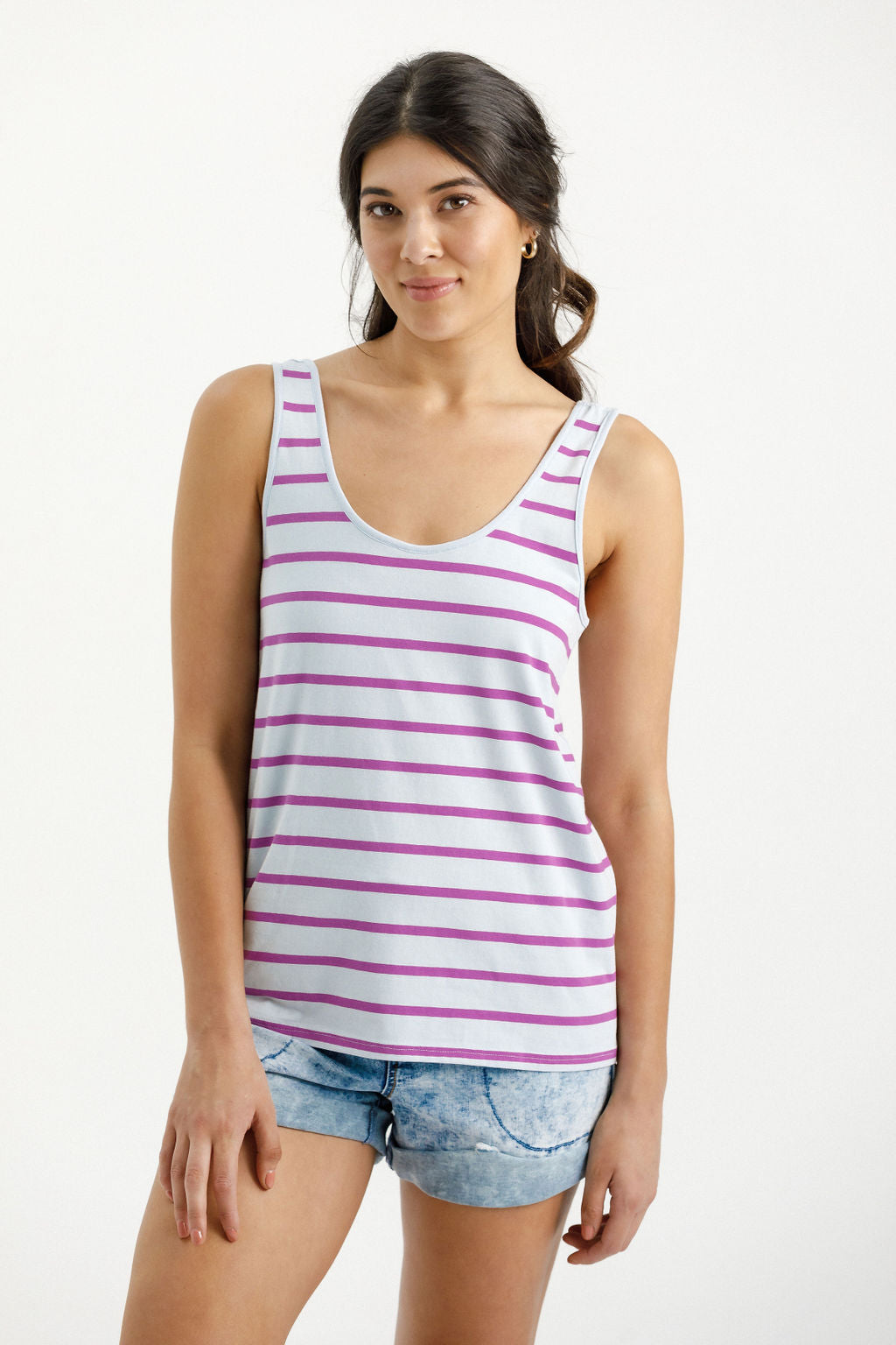 Heather Singlet - Orchid Stripe