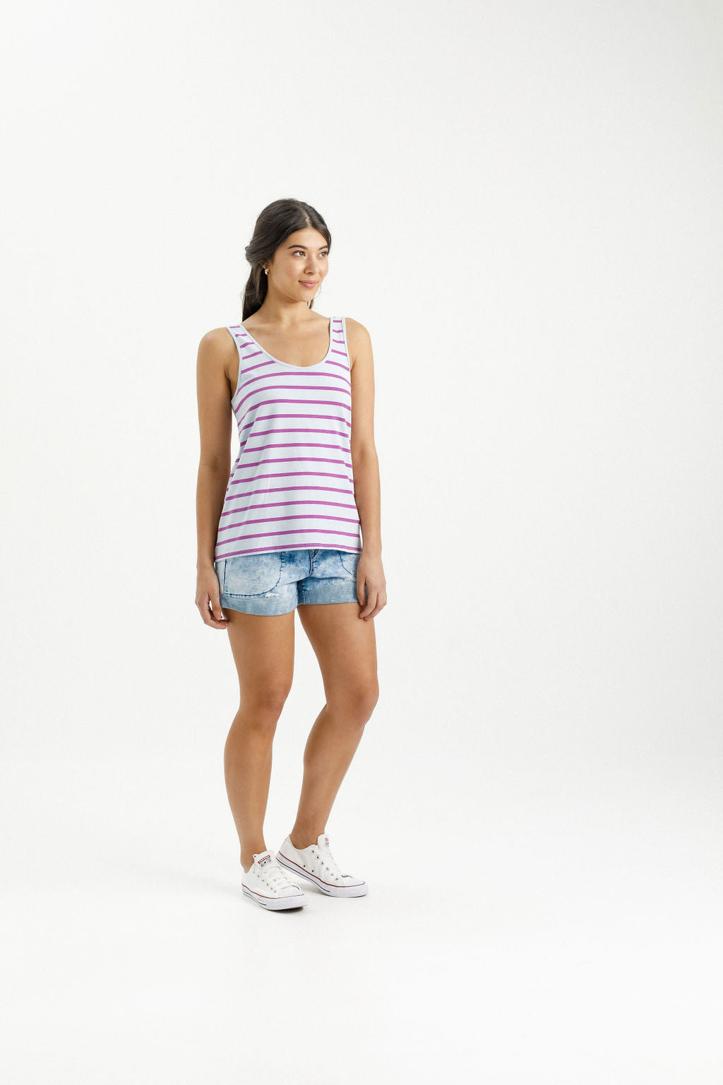 Heather Singlet - Orchid Stripe