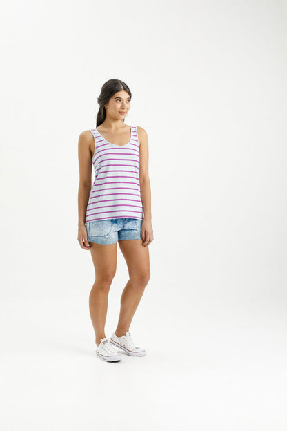 Heather Singlet - Orchid Stripe