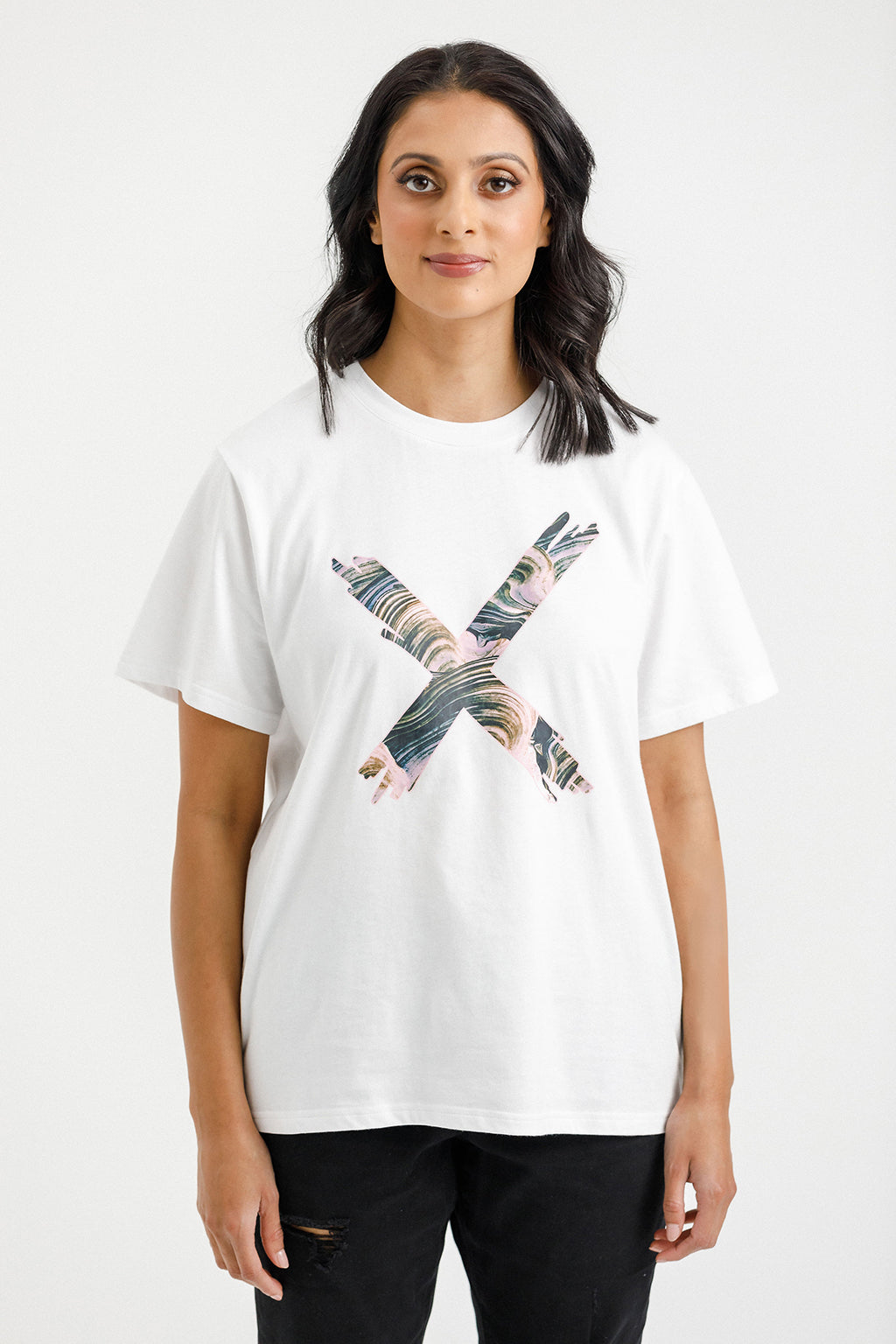 Chris Tee - Sale - White with Bloom Swirl X