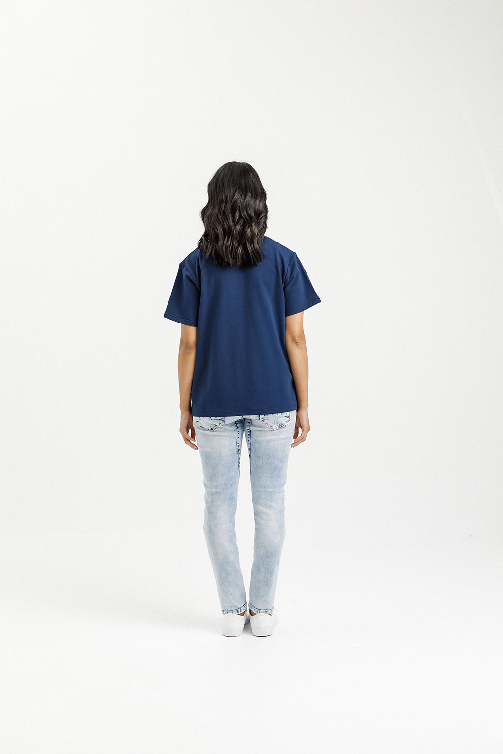 Chris Tee - Indigo Blue with Tonal Floral Print