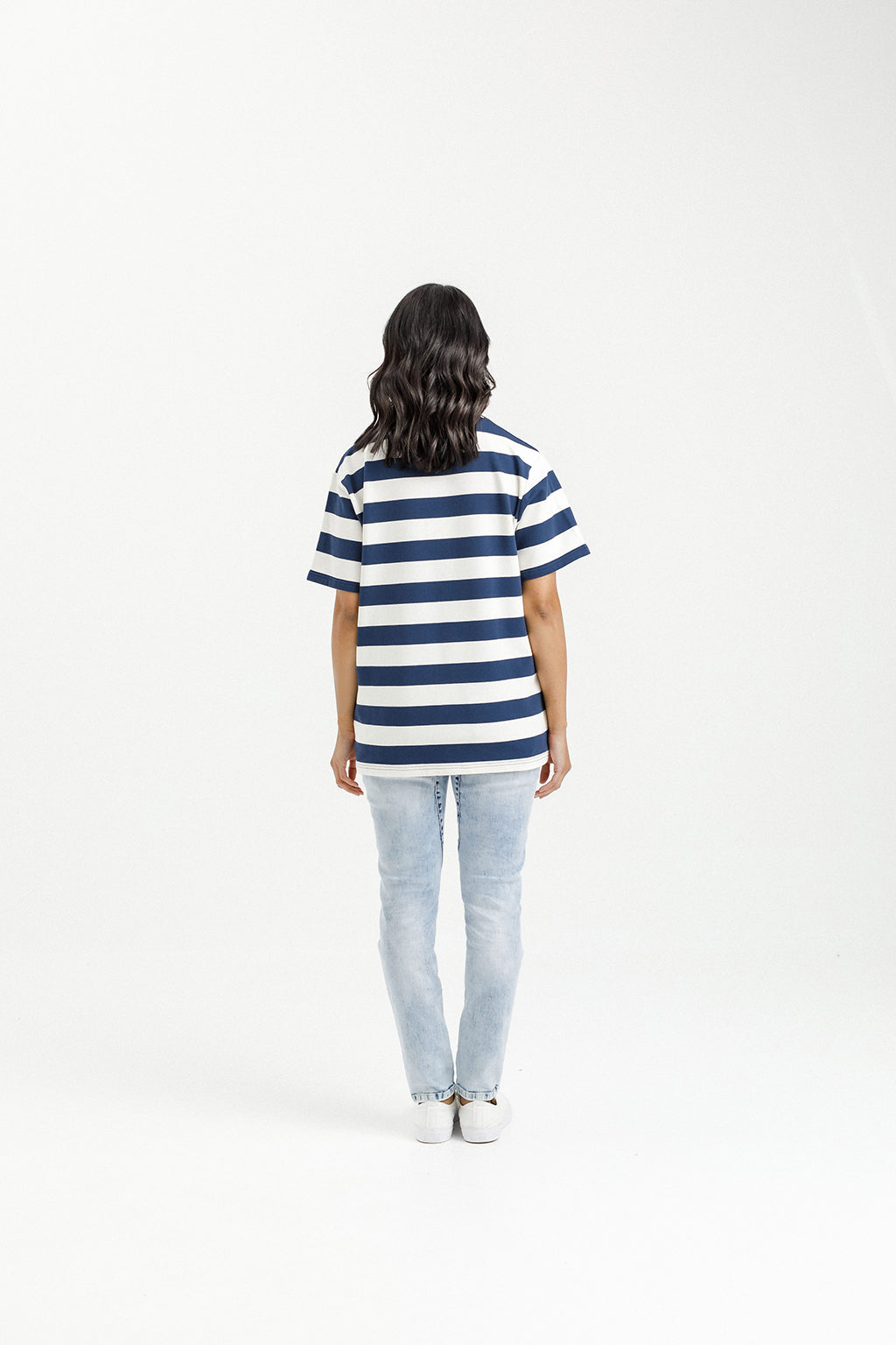 Chris Tee - Indigo Blue Stripe with Mini X