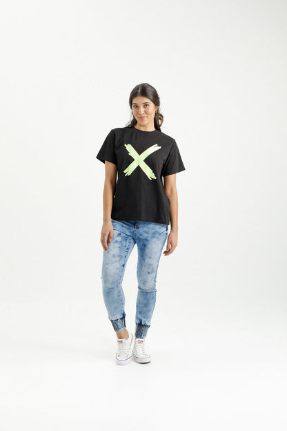 Chris Tee - Black with Lime X