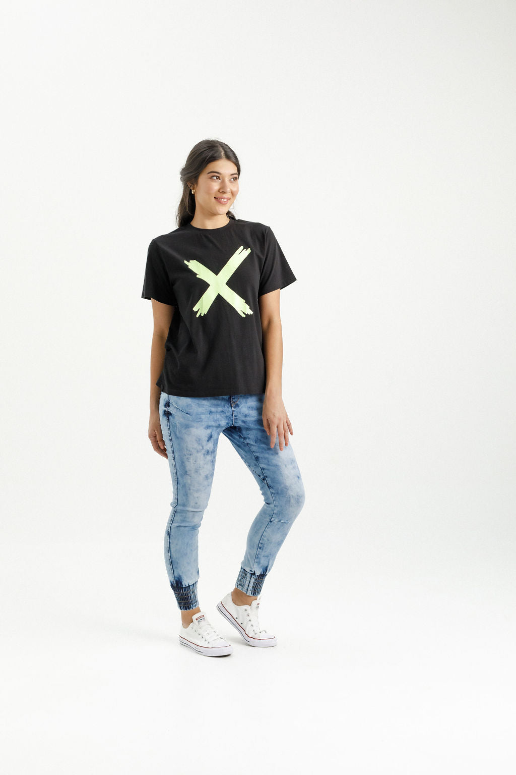 Chris Tee - Black with Lime X