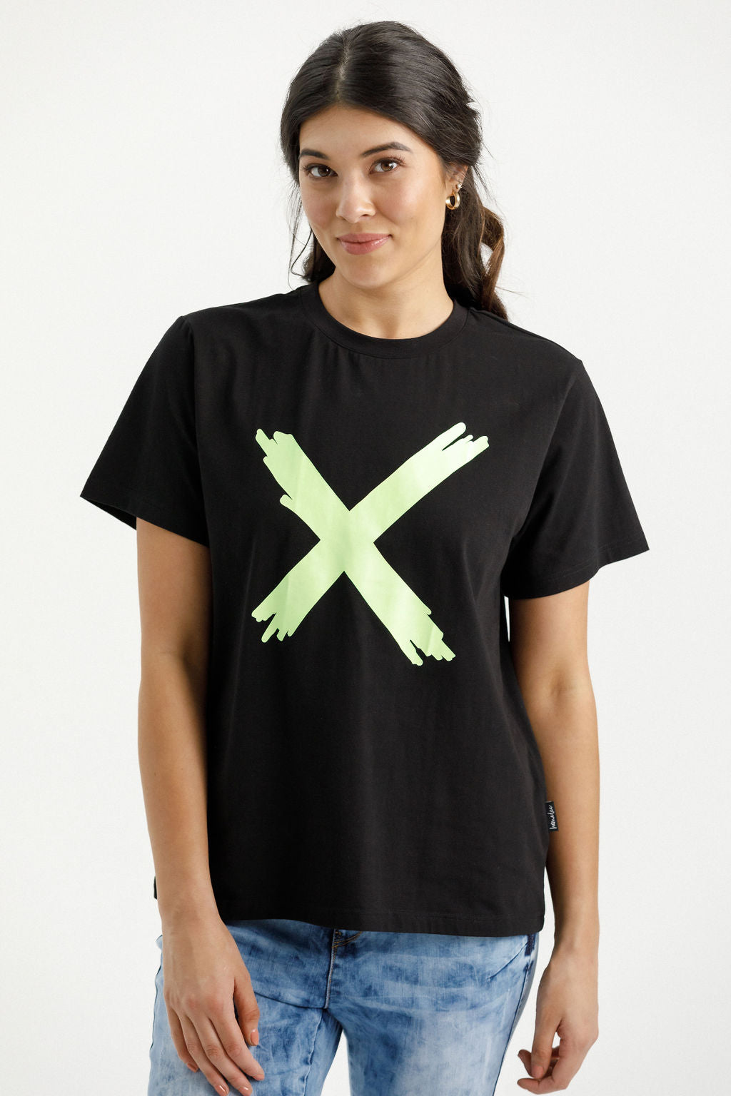 Chris Tee - Black with Lime X