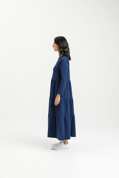 Long Sleeve Kendall Dress - Indigo Blue