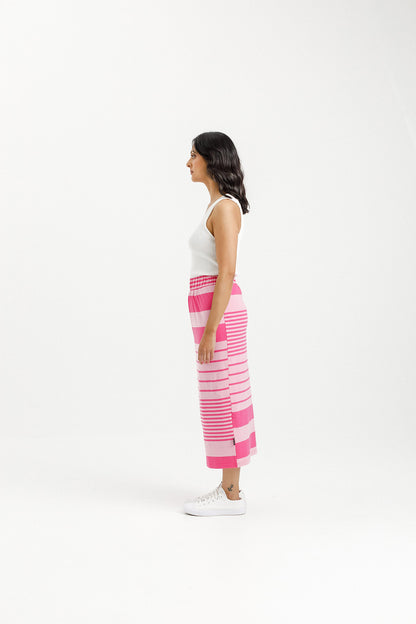 Violet Midi Skirt - Irregular Pink Stripe