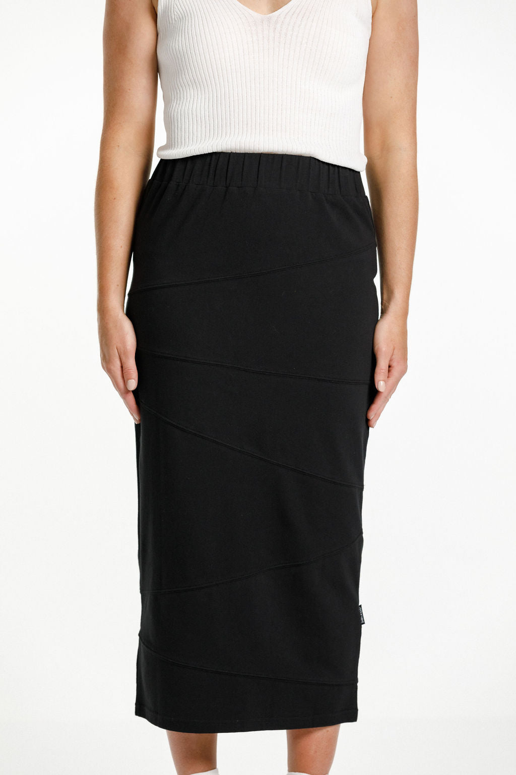 Spliced Violet Midi Skirt - Sale - Black