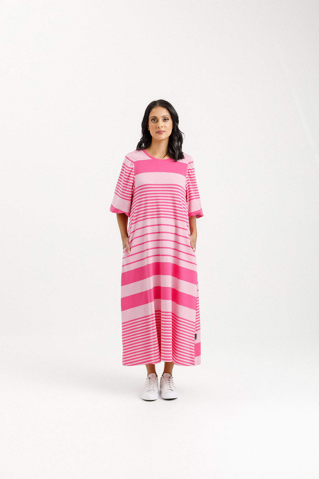 Ivy Midi Dress - Irregular Pink Stripe