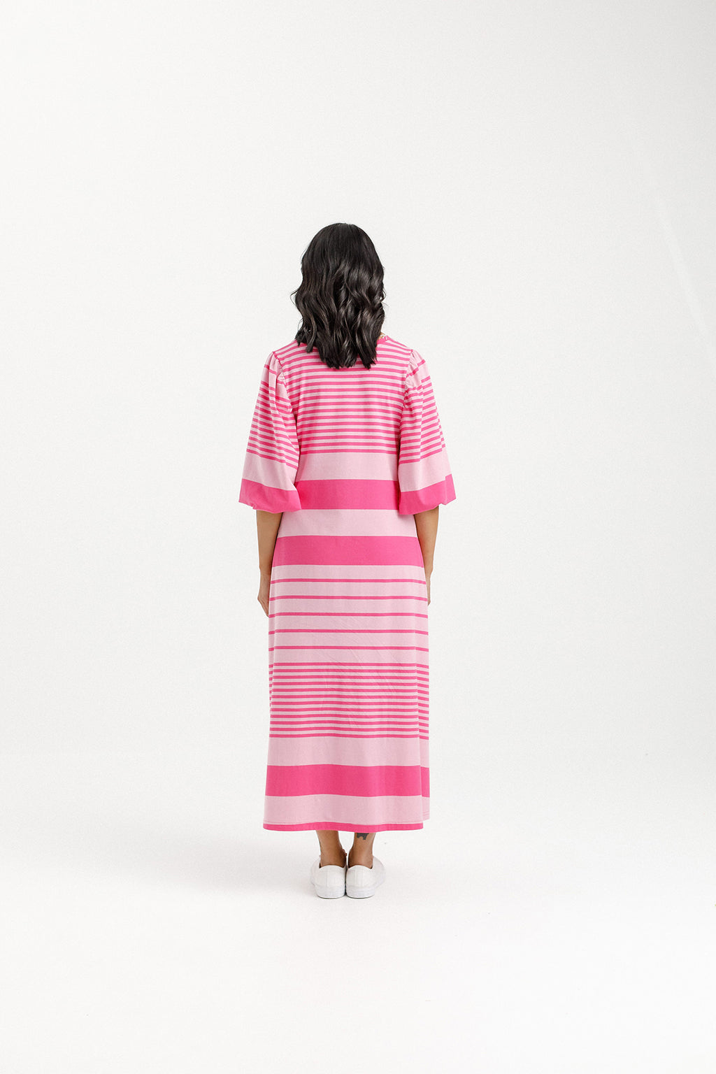 Ivy Midi Dress - Irregular Pink Stripe