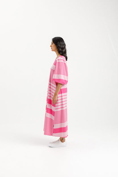 Ivy Midi Dress - Irregular Pink Stripe