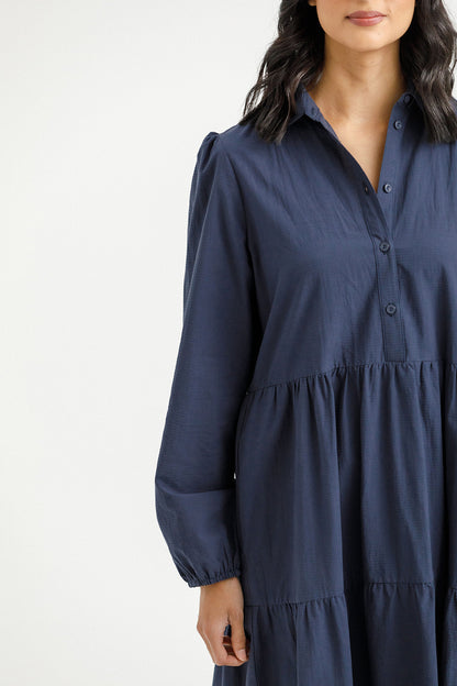 Long Sleeve Khloe Dress - Indigo Blue