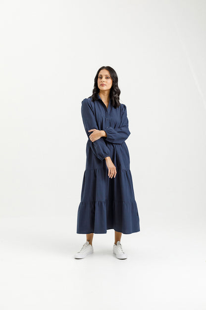 Long Sleeve Khloe Dress - Indigo Blue