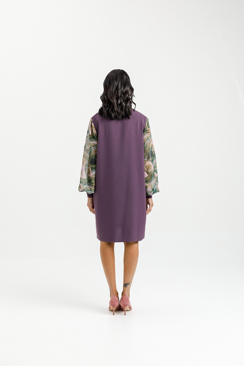 Ariana Dress - Plum with Bloom Swirl