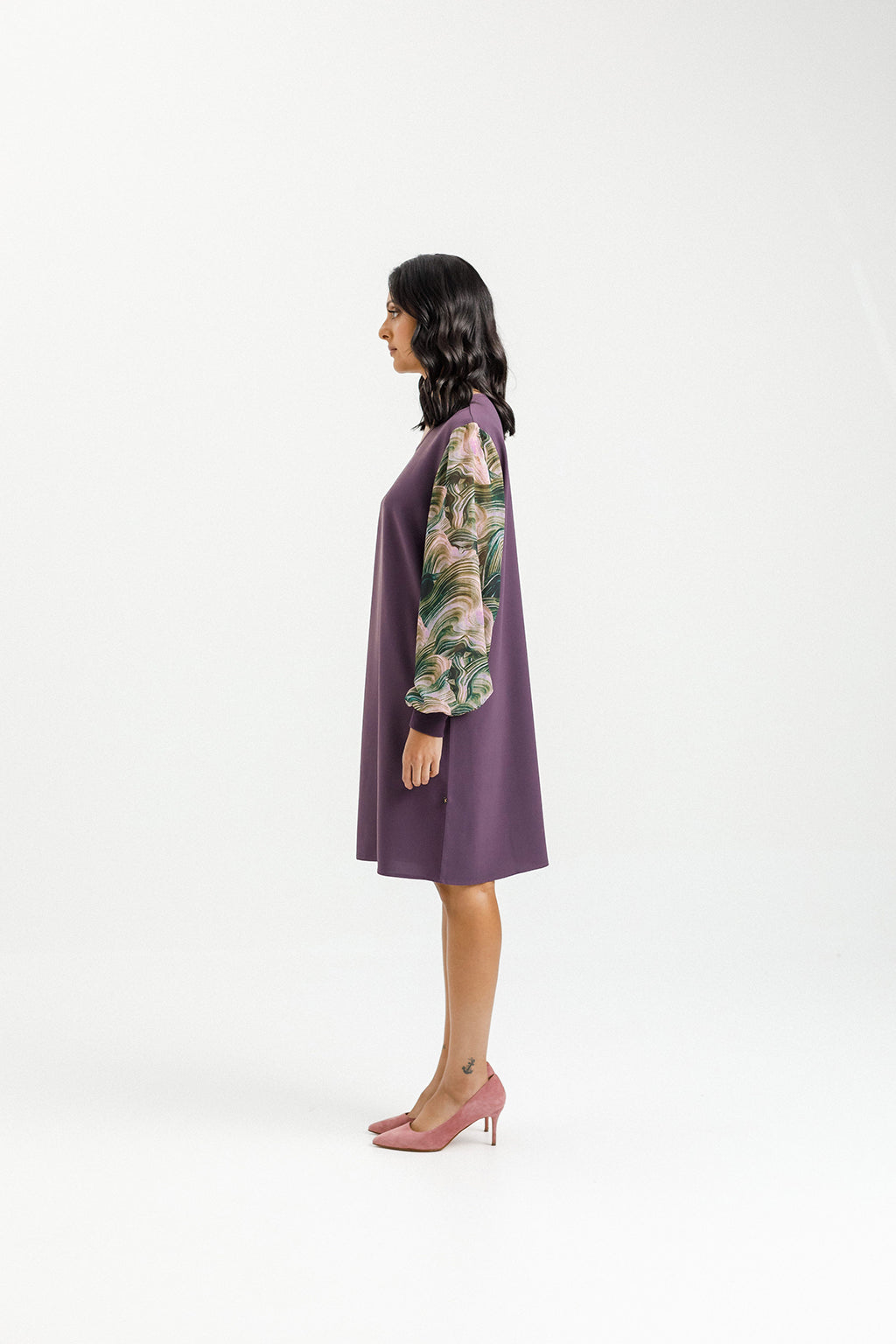 Ariana Dress - Sale - Plum with Bloom Swirl