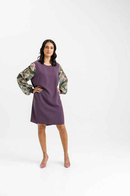 Ariana Dress - Sale - Plum with Bloom Swirl