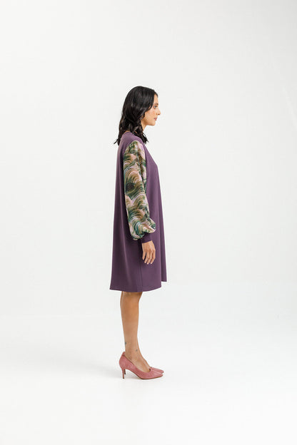 Ariana Dress - Plum with Bloom Swirl