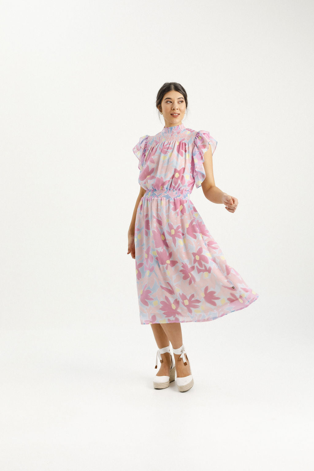 Charlie Midi Dress - Sky Daisies