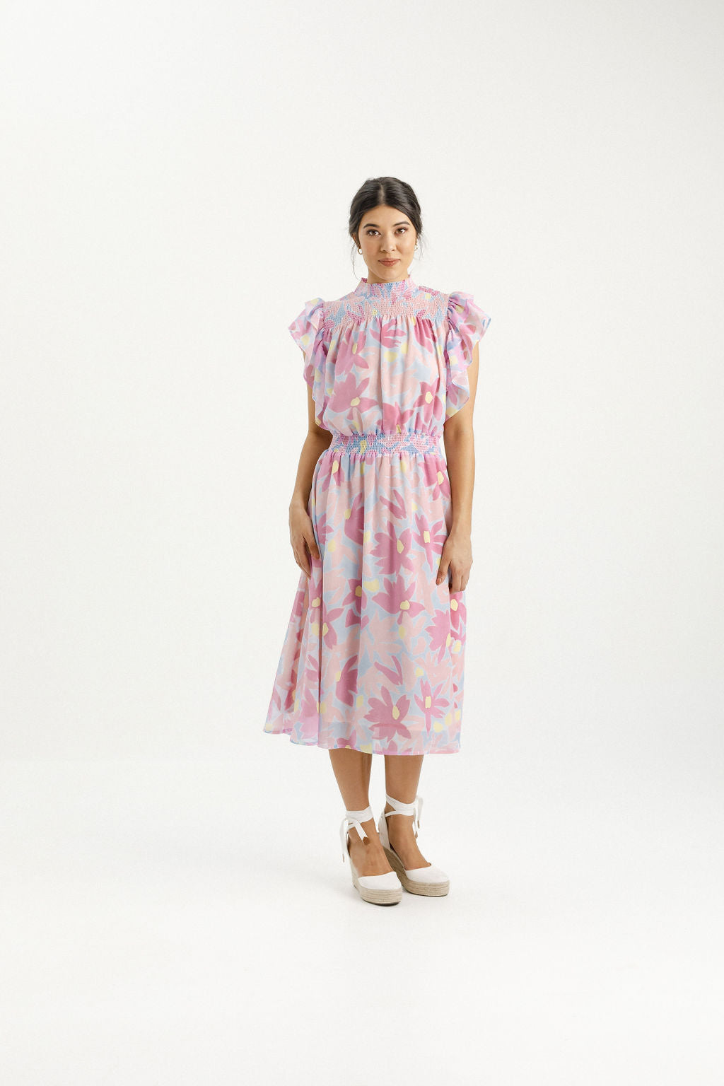 Charlie Midi Dress - Sky Daisies