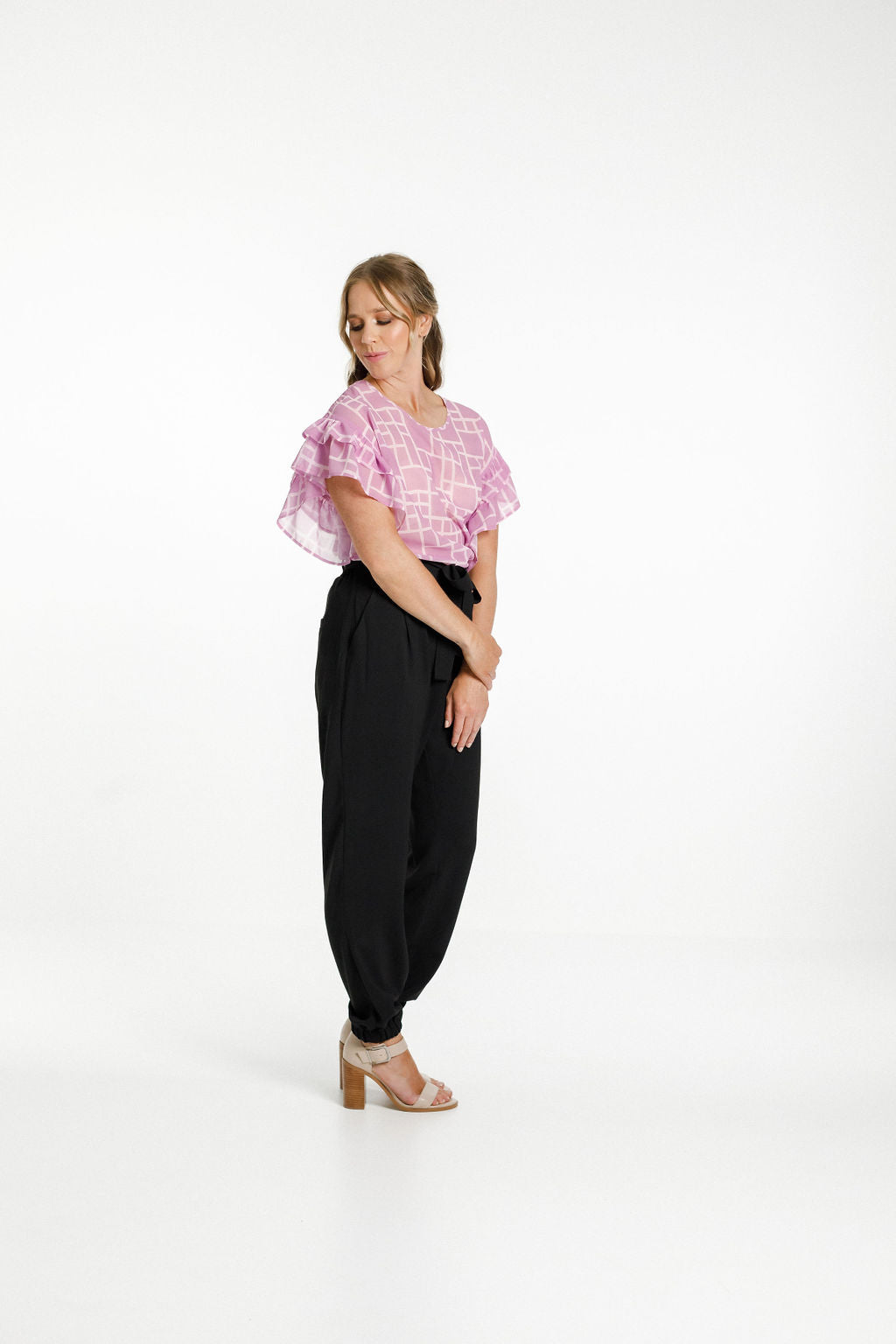 Evelyn Blouse - Pink Bloom Print