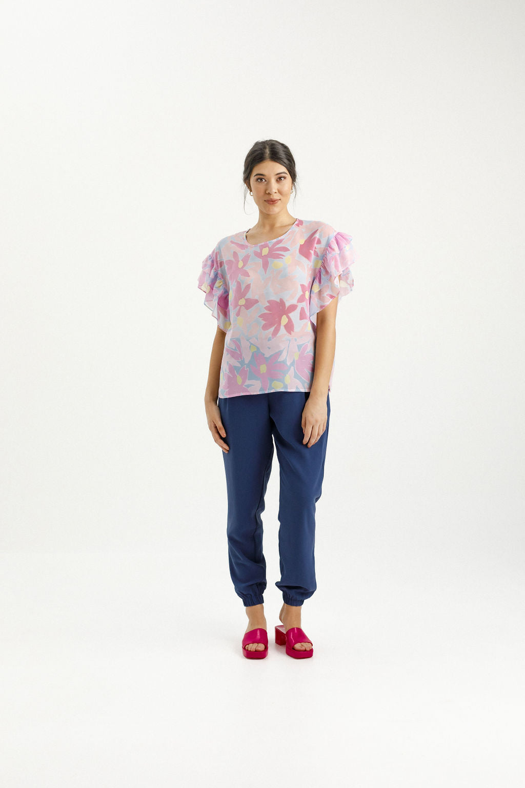 Evelyn Blouse - Sky Daisies