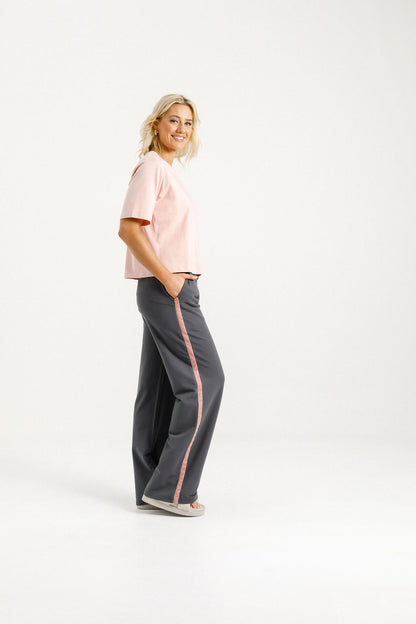 Palazzo Pants - Graphite with Blossom Tape