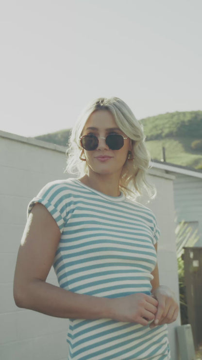 Nikita Tee Dress - Sky Stripes