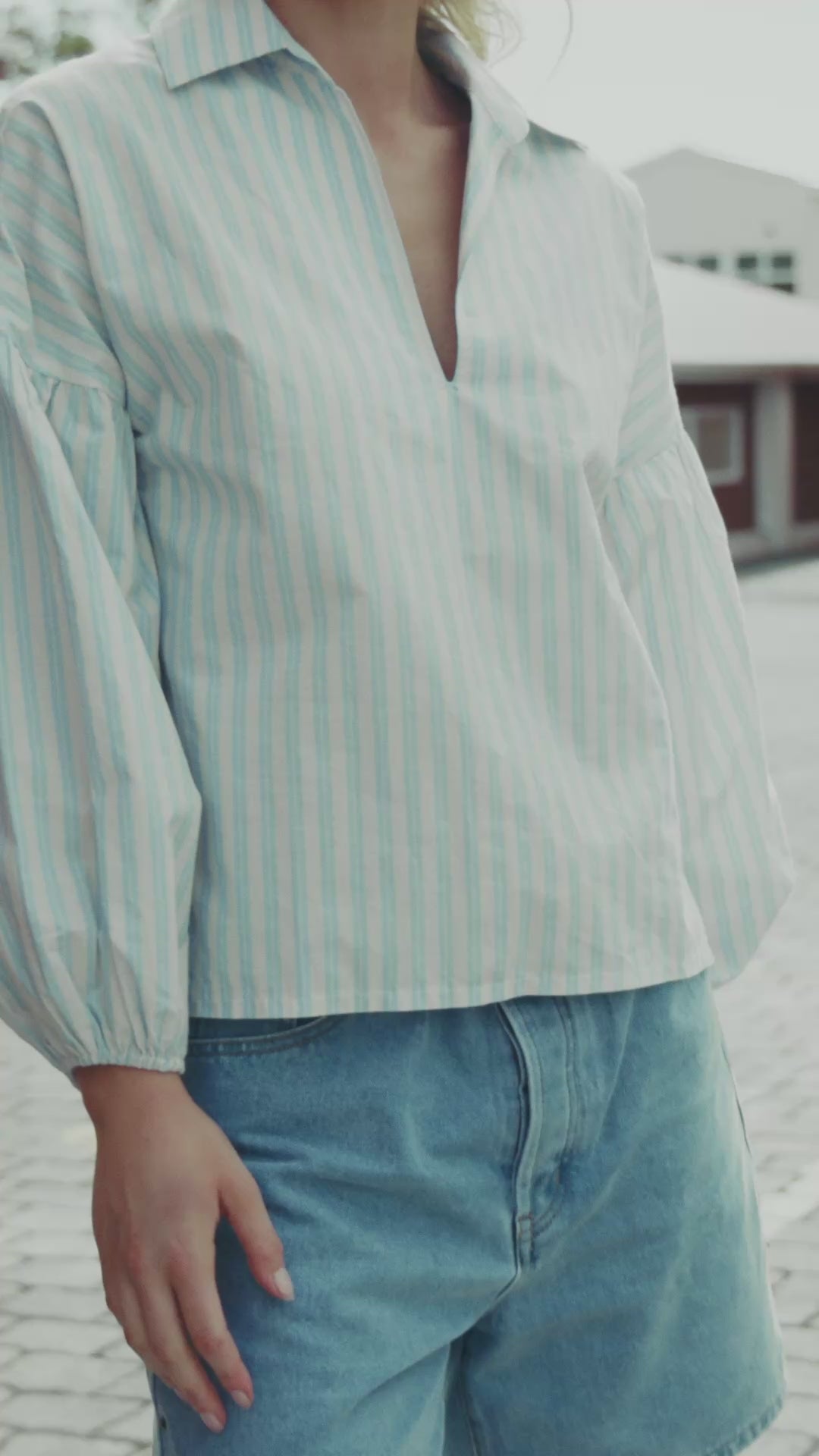 Stevie Shirt - Powder Blue Stripes