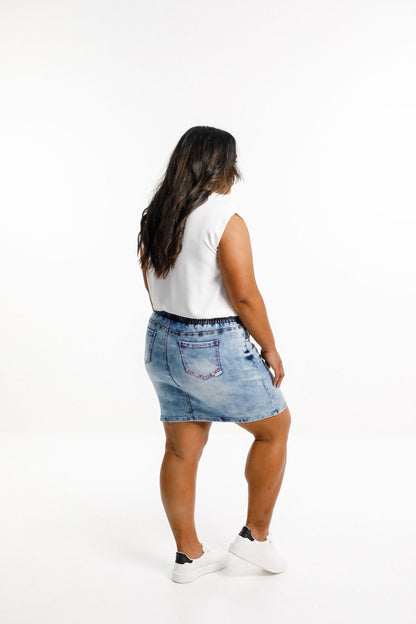 Denim Mini Skirt - Snow Wash