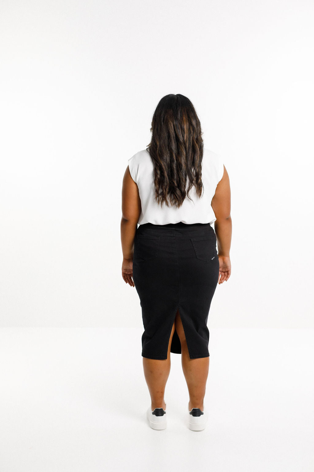 Denim Midi Skirt - Jet Black