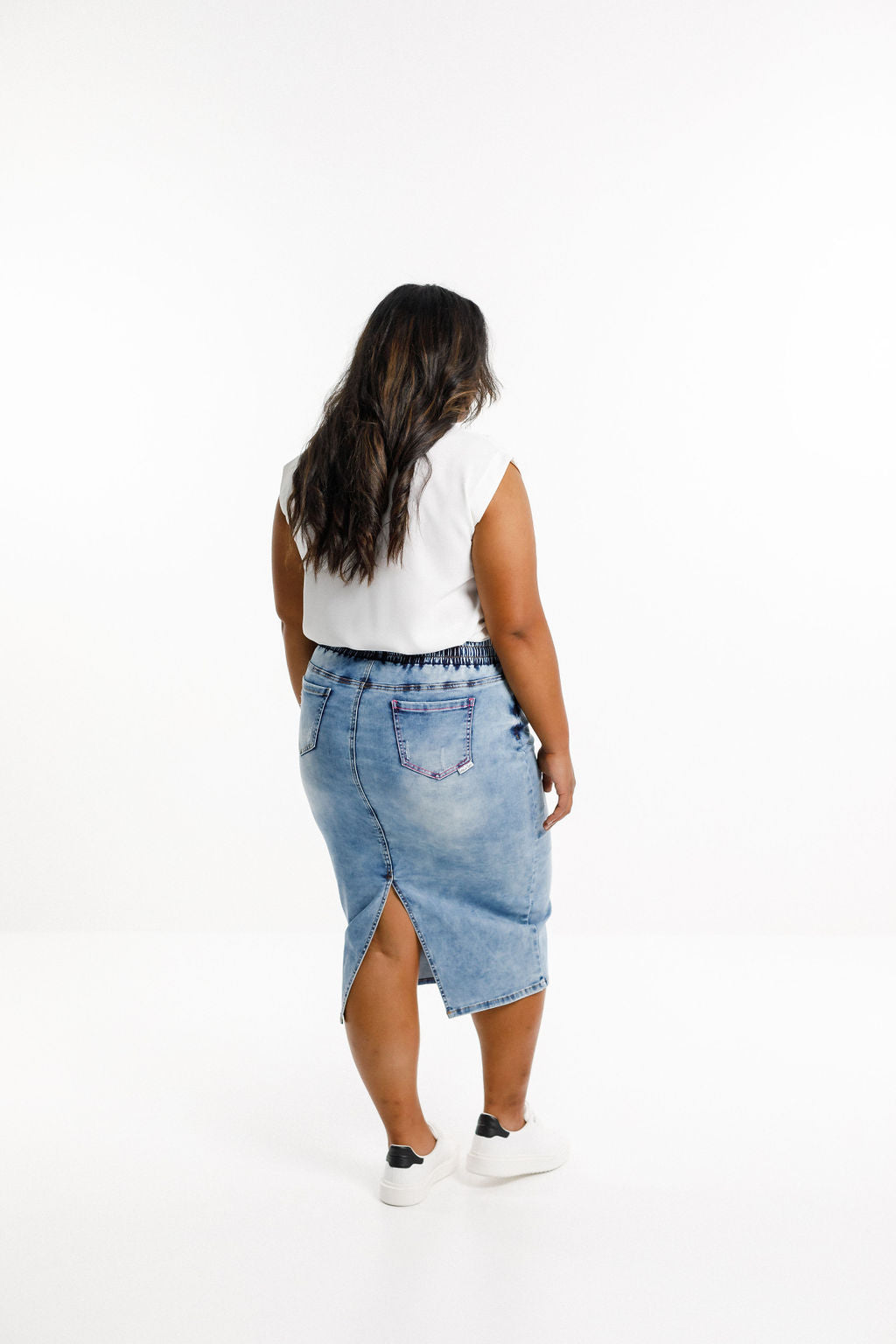 Denim Midi Skirt - Snow Wash
