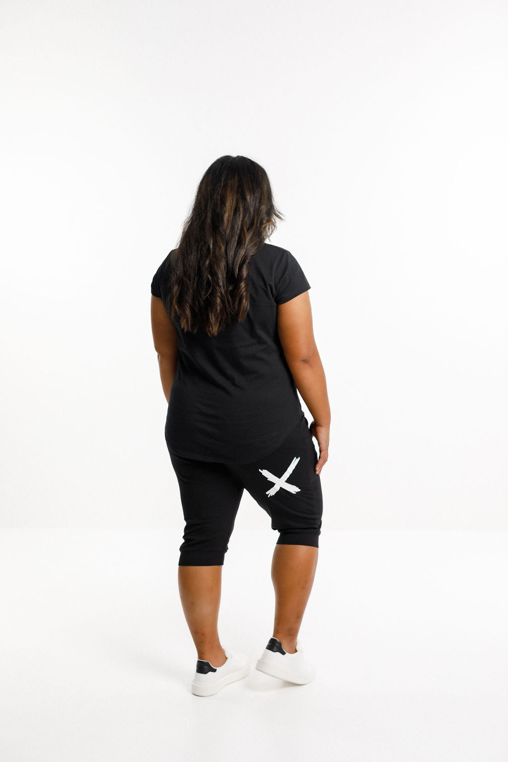 3/4 Apartment Pants - Black with white X print