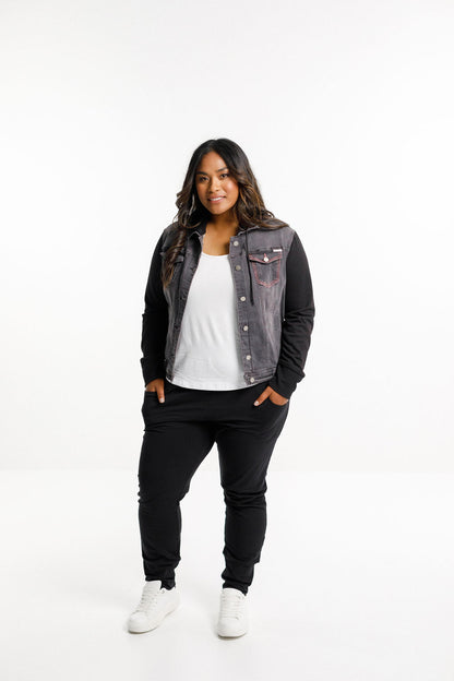 Hooded Denim Jacket - Black Wash