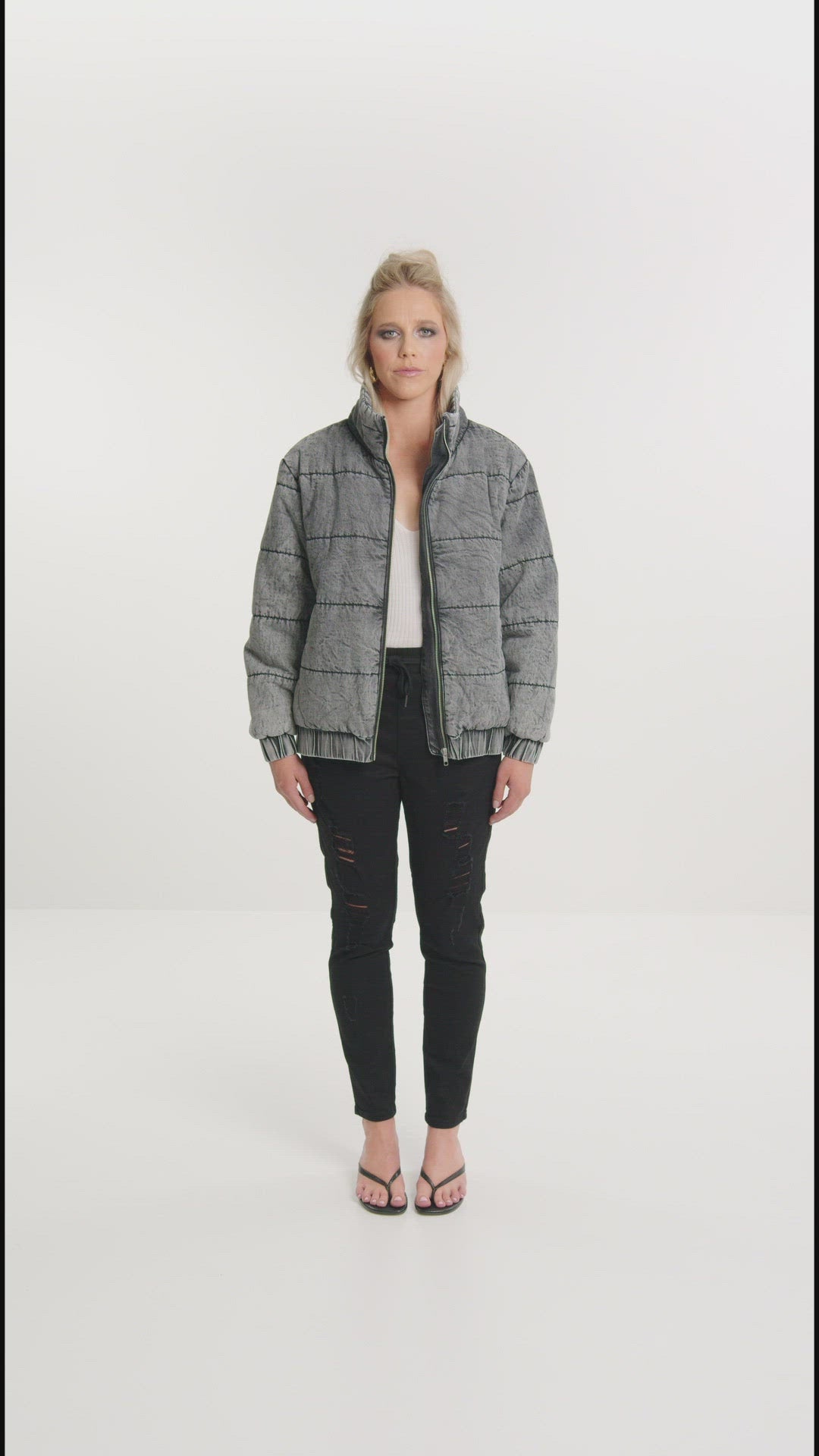 Aja Puffer Jacket - Grey Wash