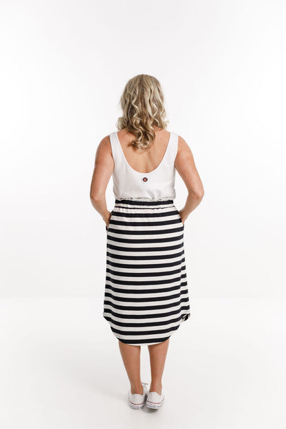 Midi Skirt - Black and White Stripes