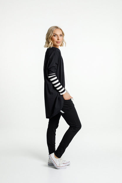 Long Sleeve Batwing Cardi- Black with Black X print