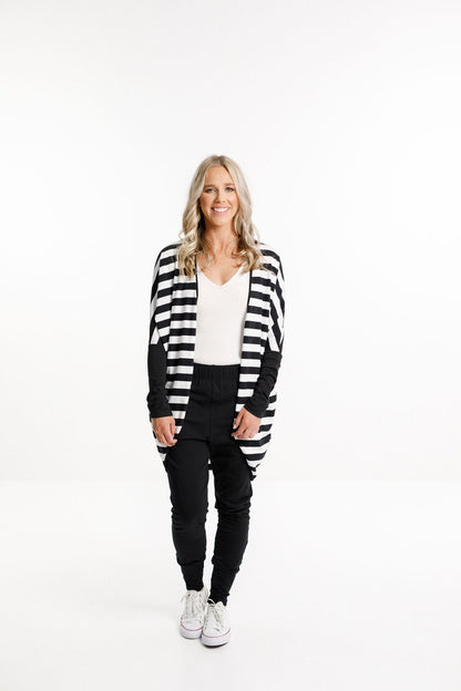 Batwing Cardi - Black &amp; White Stripes