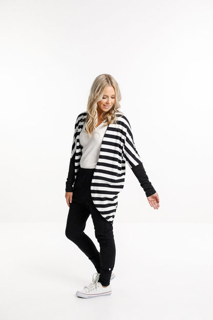 Batwing Cardi - Black &amp; White Stripes