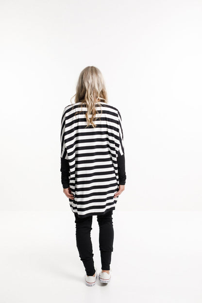 Batwing Cardi - Black &amp; White Stripes