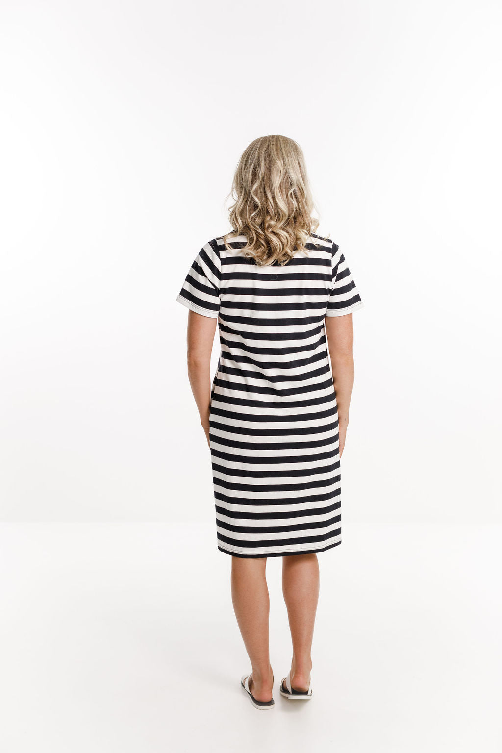 Taylor Tee Dress - Black and White Stripes