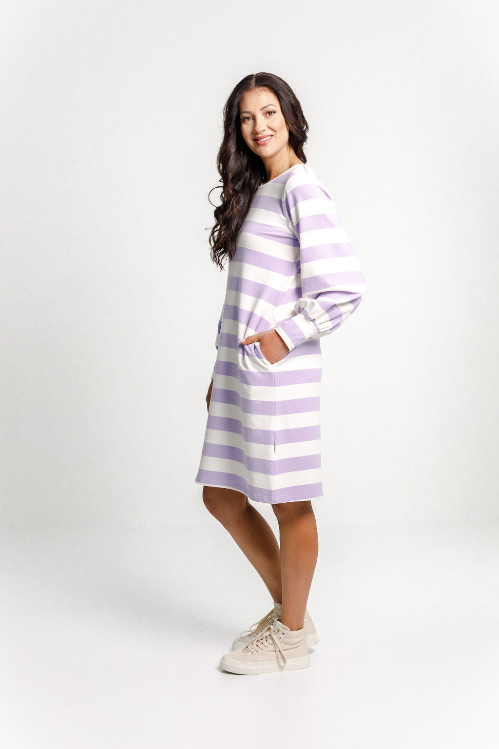 Laylah Dress - Winter Weight - Sale - Violet Stripe