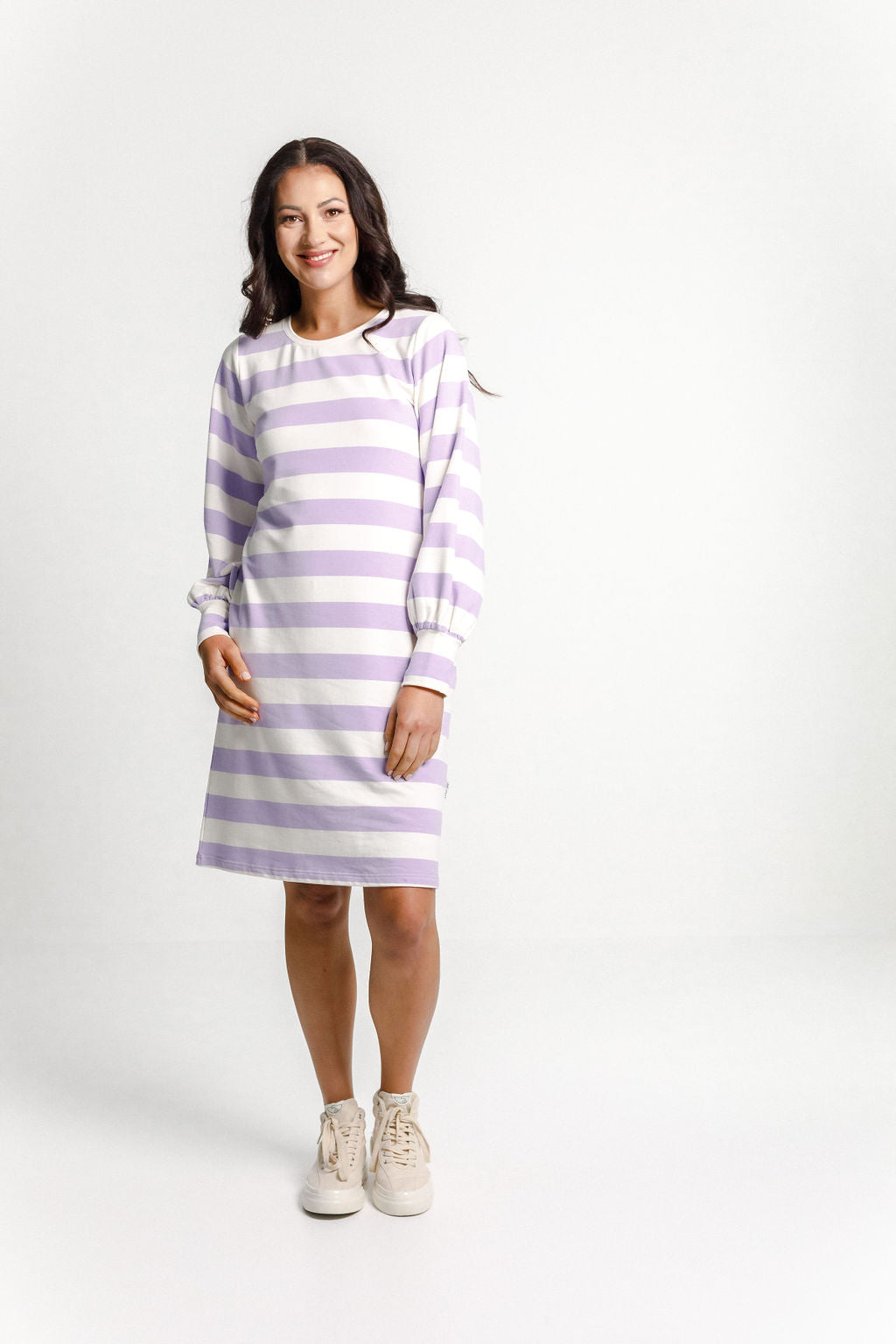 Laylah Dress - Winter Weight - Violet Stripe