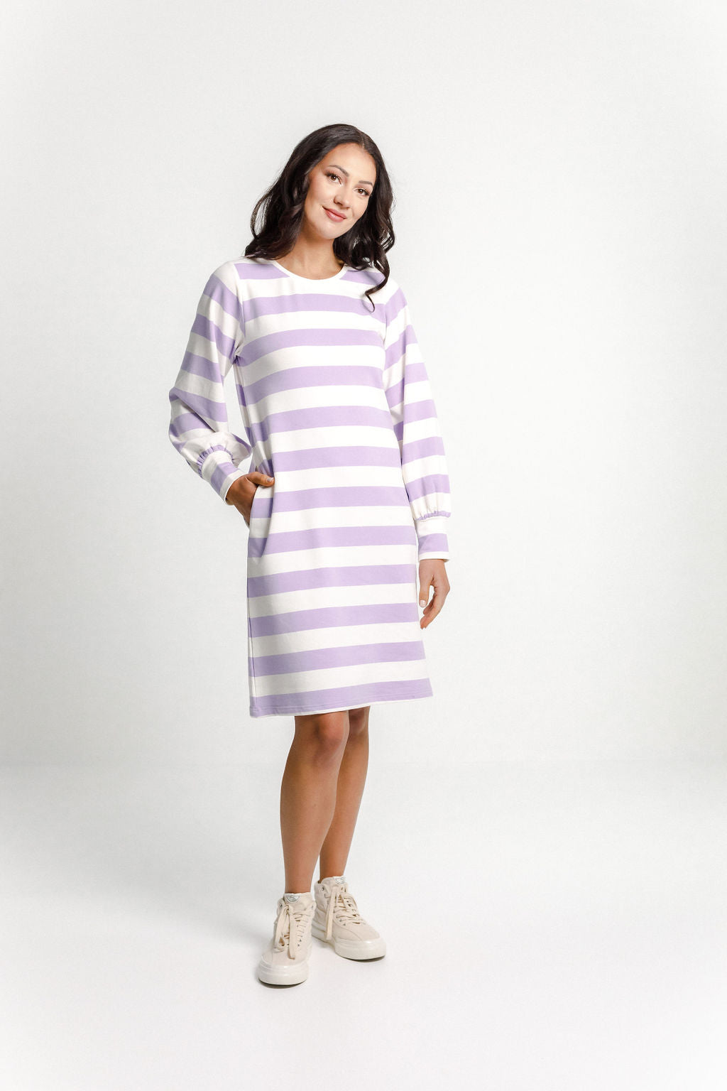 Laylah Dress - Winter Weight - Sale - Violet Stripe